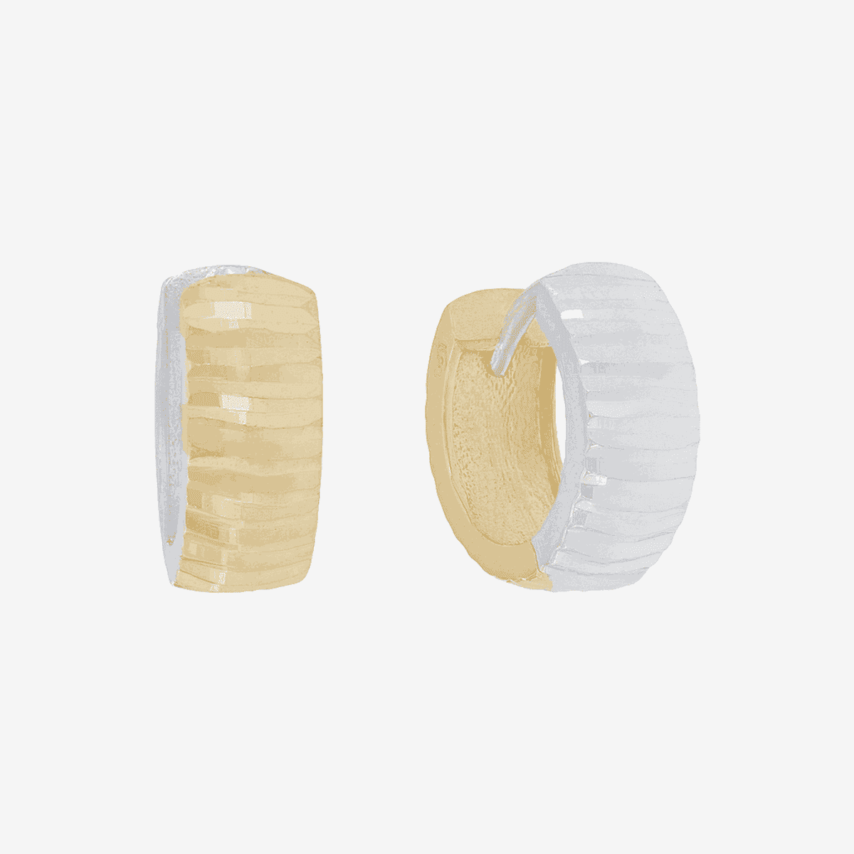 Pendientes de aro bicolor Castejón con diseño texturizado en oro y plata - 258135