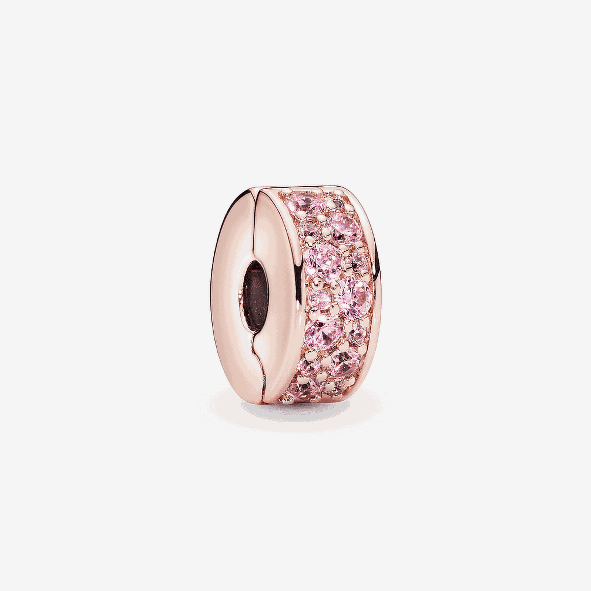 Charm clip Pandora chapado en oro rosa con cristales rosas - 781817PCZ