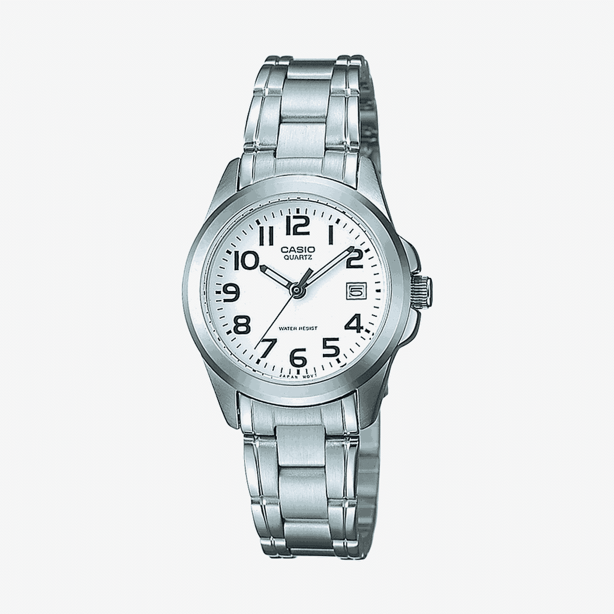 Reloj Casio Collection Acero Caja Redonda Plateada Esfera Blanca Clásica - LTP-1259PD-7BEG
