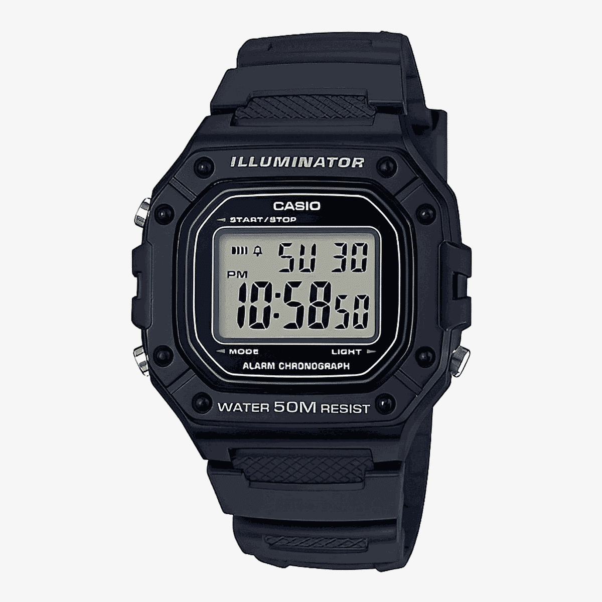 Reloj Casio Collection Illuminator Plástico Negro Caja Negra - W-218H-1AVEF