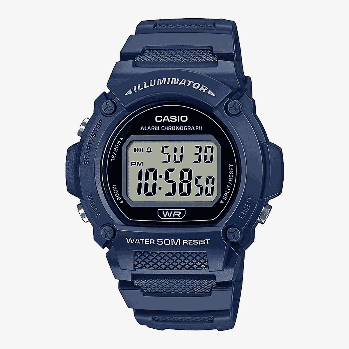 Reloj Casio Collection Illuminator Plástico Azul Caja Ovalada - W-219H-2AVEF