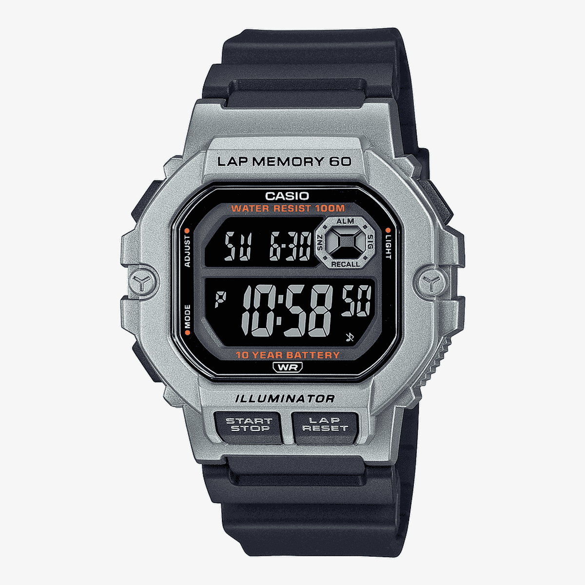 Reloj Casio Collection Plástico Negro Caja Rectangular Plateada - WS-1400H-1BVEF