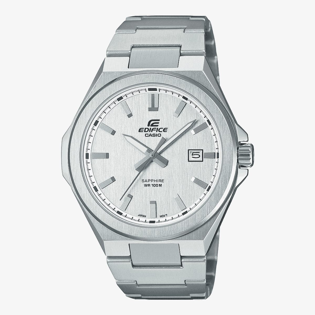 Reloj Casio Edifice Classic con caja y brazalete de acero plateado, esfera blanca - EFB-108D-7AVUEF