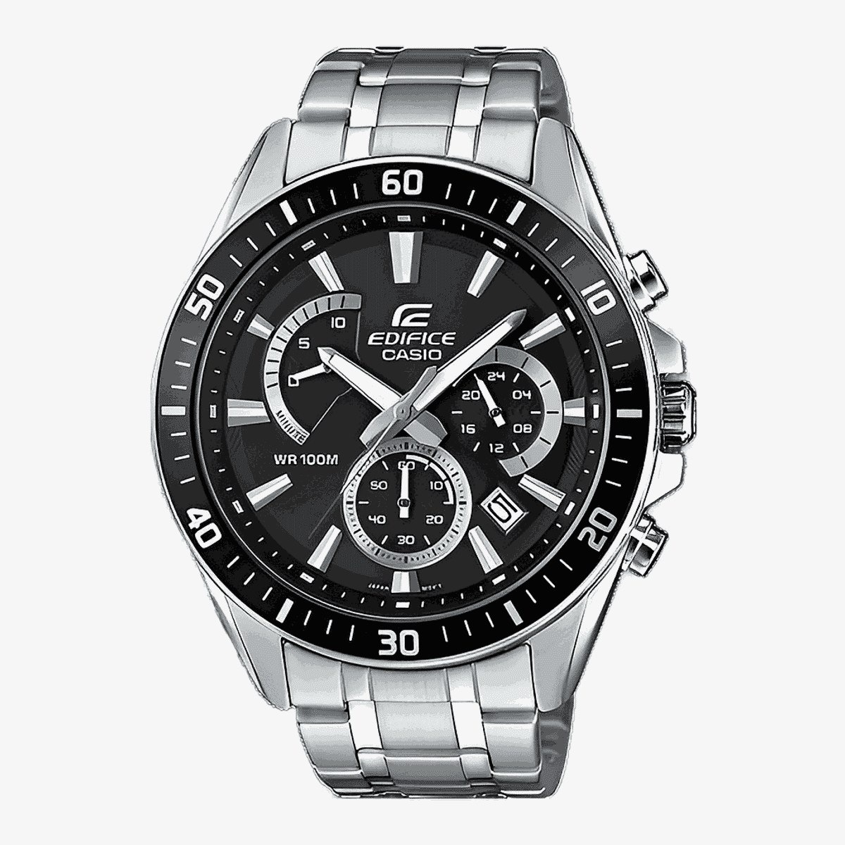 Reloj Casio Edifice cronógrafo con caja y brazalete de acero plateado, esfera negra y bisel negro - EFR-552D-1AVUEF