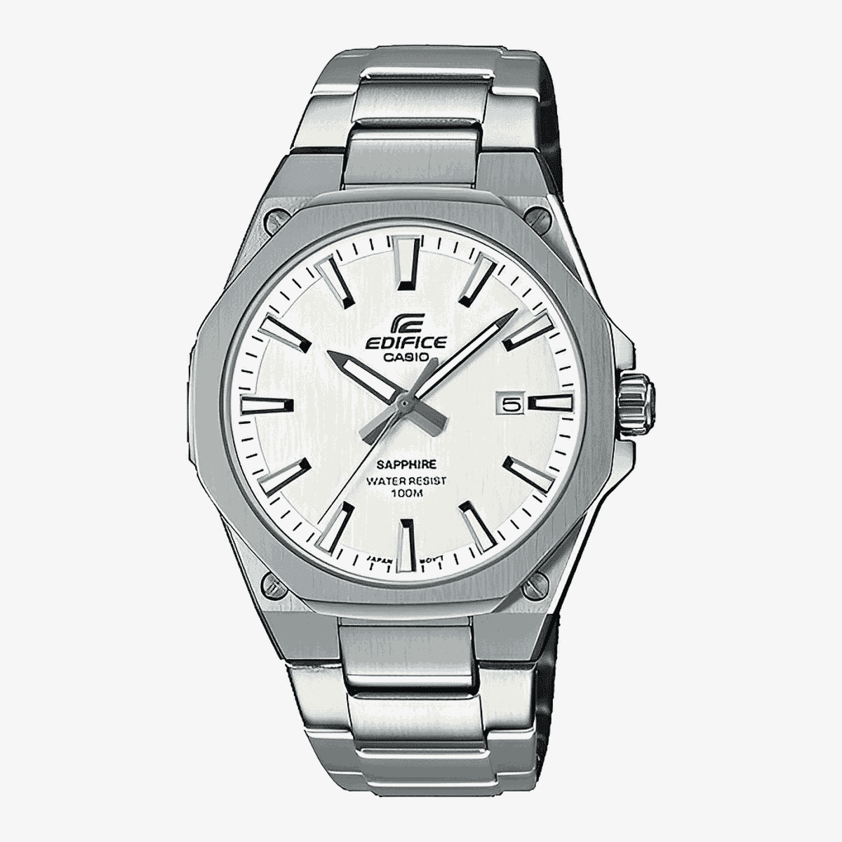 Reloj Casio Edifice con caja y brazalete de acero plateado, esfera blanca - EFR-S108D-7AVUEF
