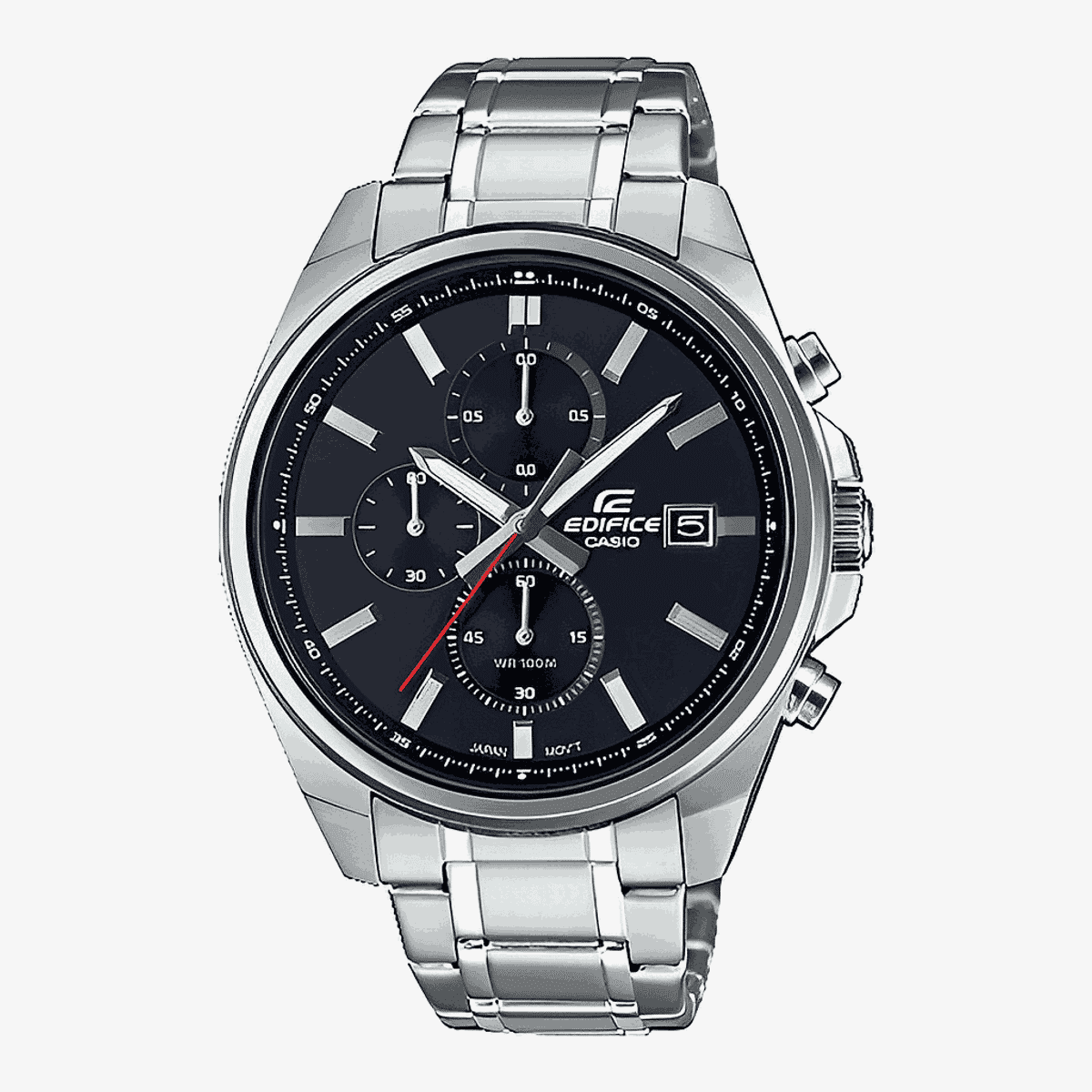 Reloj Casio Edifice Crono Acero Plateado Esfera Gris Secundero Rojo - EFV-610D-1AVUEF