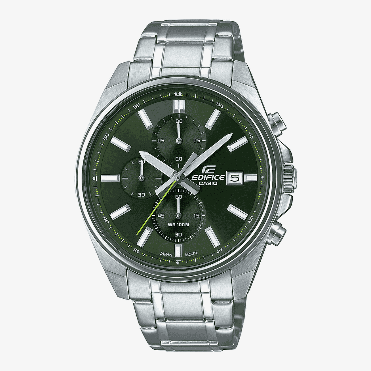 Reloj Casio Edifice Crono Acero Plateado Esfera Verde - EFV-610D-3CVUEF