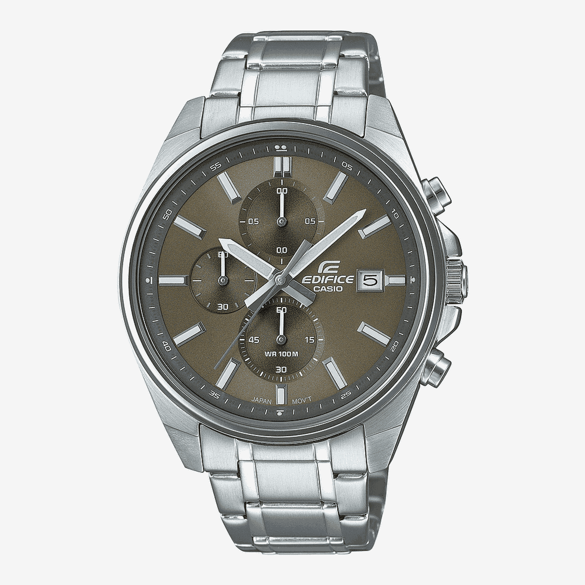Reloj Casio Edifice Crono Acero Plateado Esfera Caqui - EFV-610D-5CVUEF