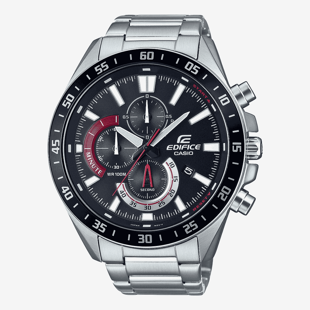 Reloj Casio Edifice Crono Acero Plateado Esfera Bicolor Bisel Negro - EFV-620D-1A4VUEF