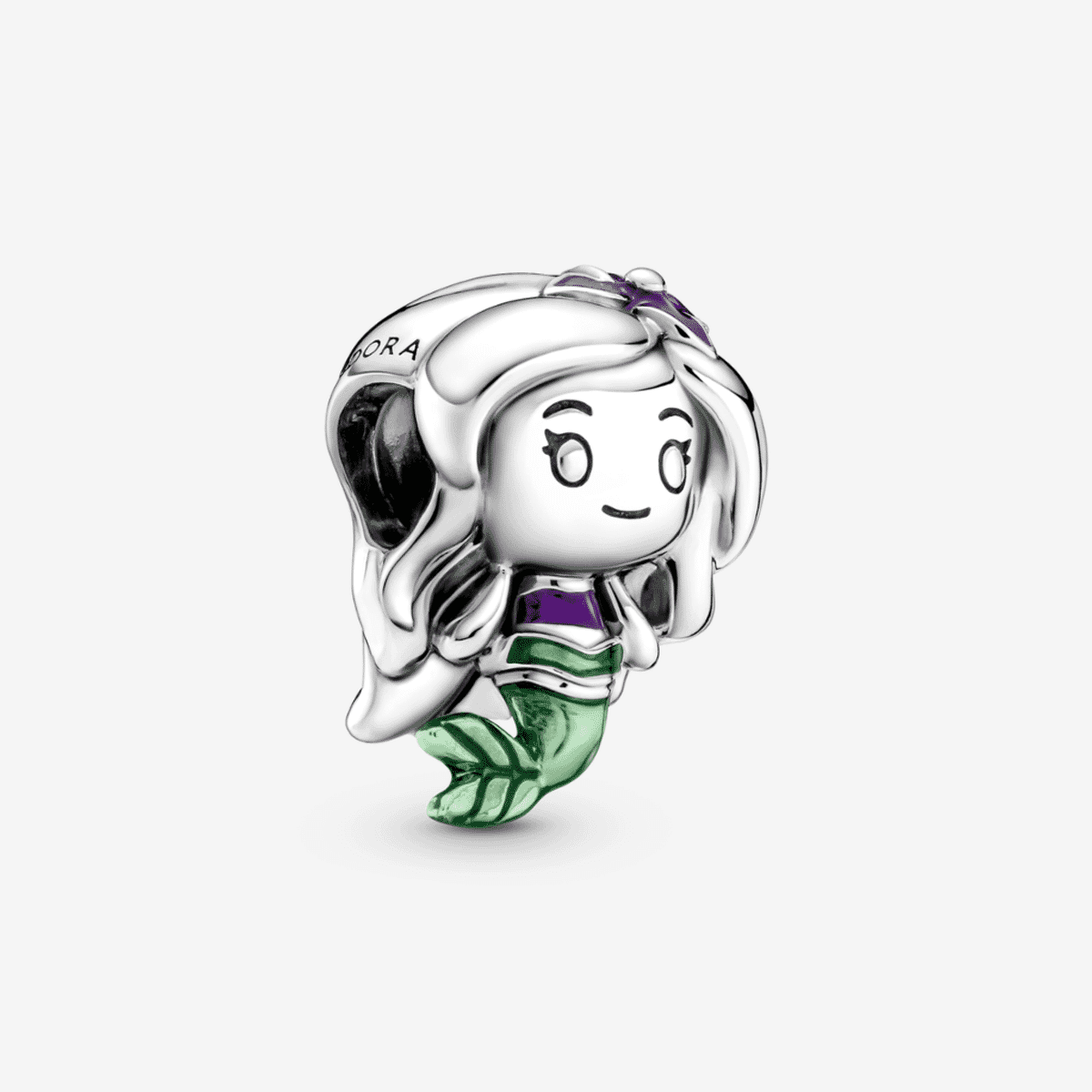 Charm Pandora Ariel de la Sirenita de Disney en plata de ley con detalles en verde y morado - 799508C01