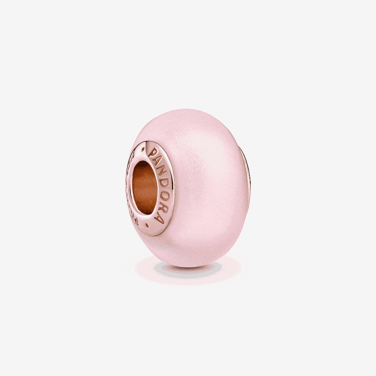 Charm Pandora de Cristal de Murano Rosa Mate con detalles en oro rosa - 789421C00
