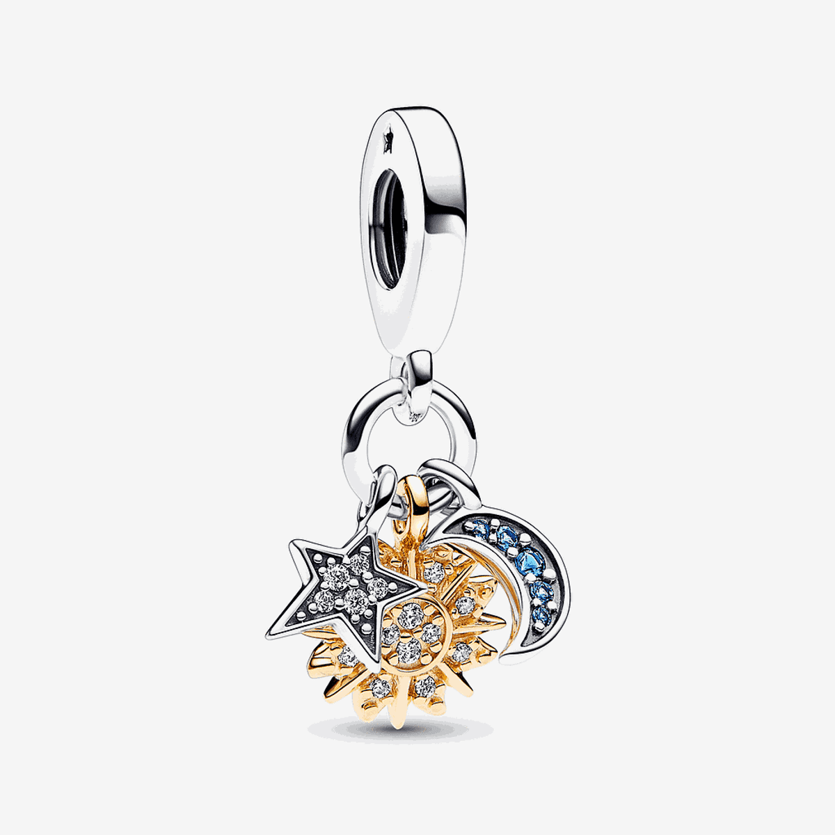 Charm colgante Pandora Triple Celestial en plata de ley con elementos bañados en oro de 14k y cristales - 762676C01