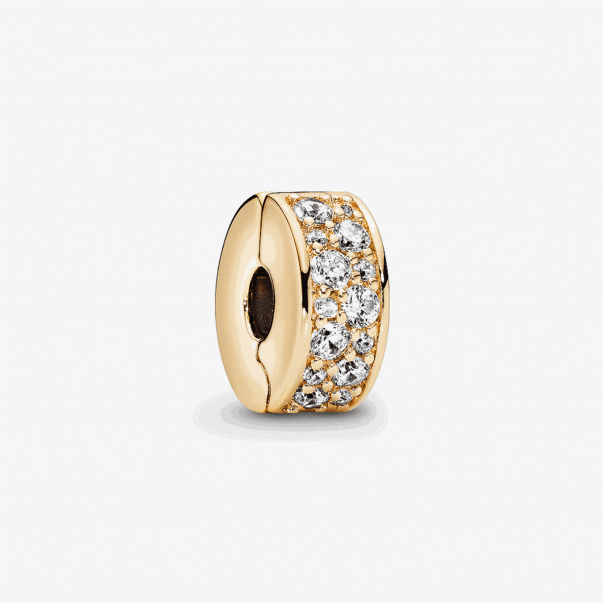 Charm clip Pavé Transparente de Pandora bañado en oro de 14k con cristales - 768658C01