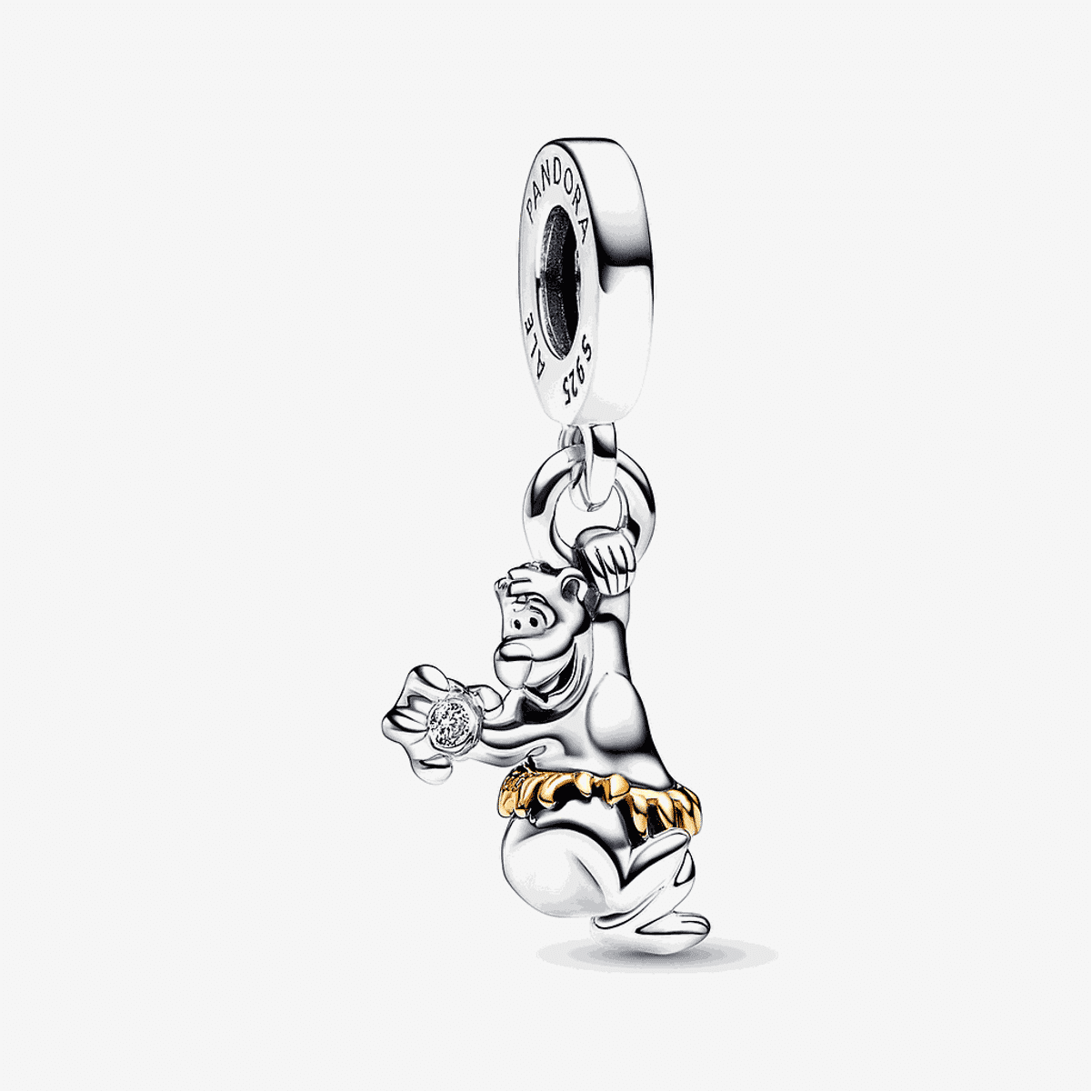 Charm colgante Pandora en plata con detalles dorados que representa a Baloo del 100 aniversario Disney con diamante sintético - 792682C01