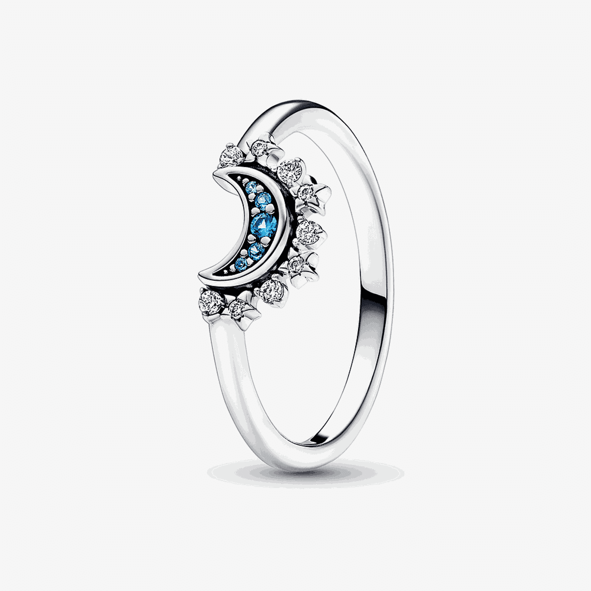 Anillo Pandora Luna Celestial Azul en plata de ley con cristales azules y transparentes - 192675C01