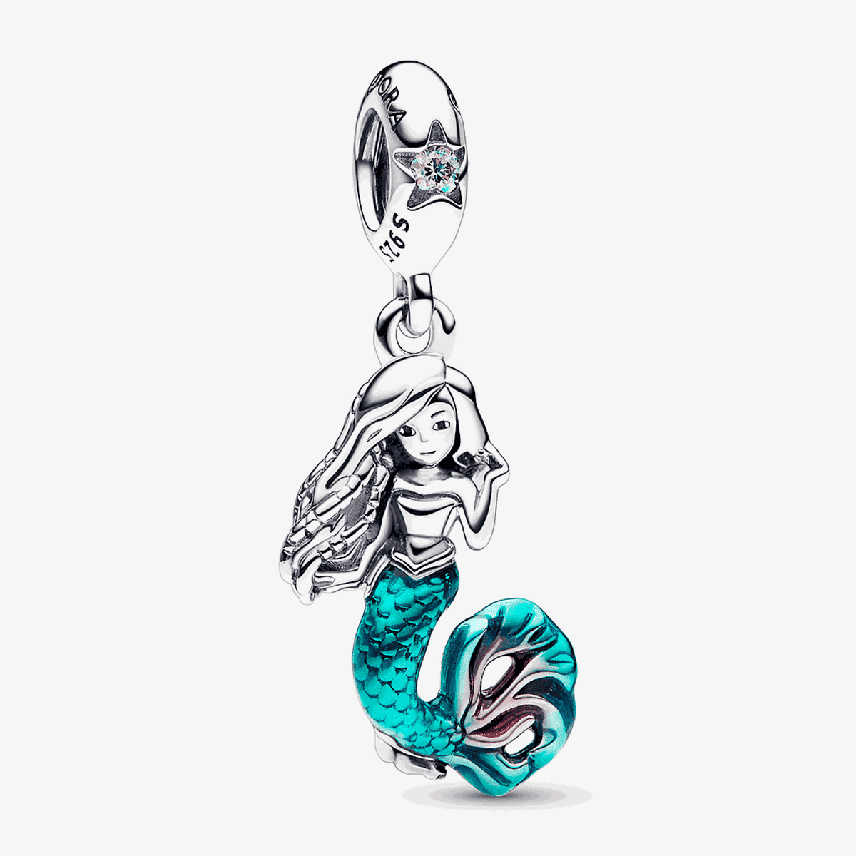 Charm colgante Pandora Ariel de La Sirenita en plata de ley con detalles en esmalte turquesa - 792695C01