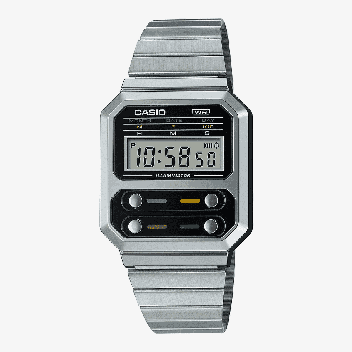 Reloj Casio Vintage Edgy Collection Acero Plateado Esfera Negra - A100WE-1AEF