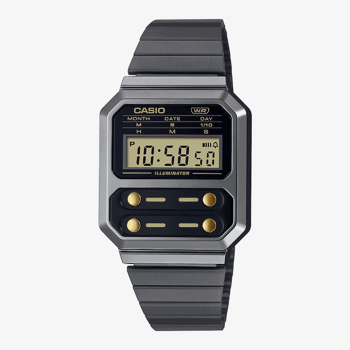 Reloj Casio Vintage Edgy Acero Negro Esfera Negra  - A100WEGG-1A2EF