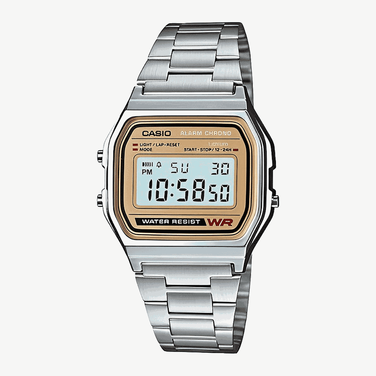 Reloj Casio Vintage Iconic Acero Plateado Esfera Dorada - A158WEA-9EF