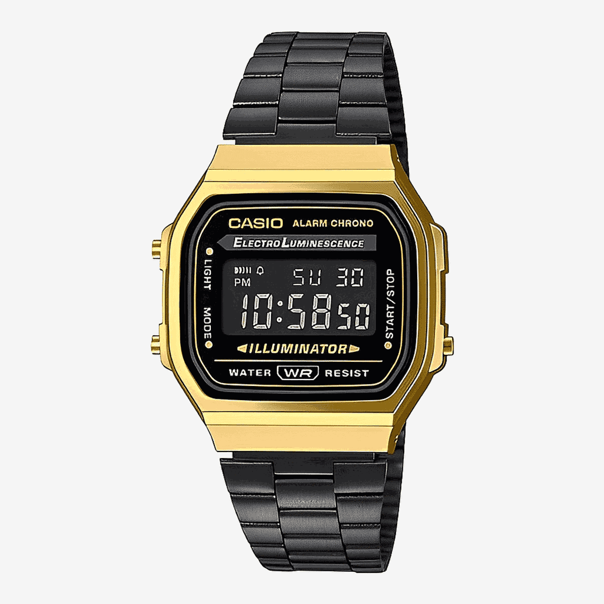 Reloj Casio Vintage Iconic Acero Negro Caja Dorada - A168WEGB-1BEF