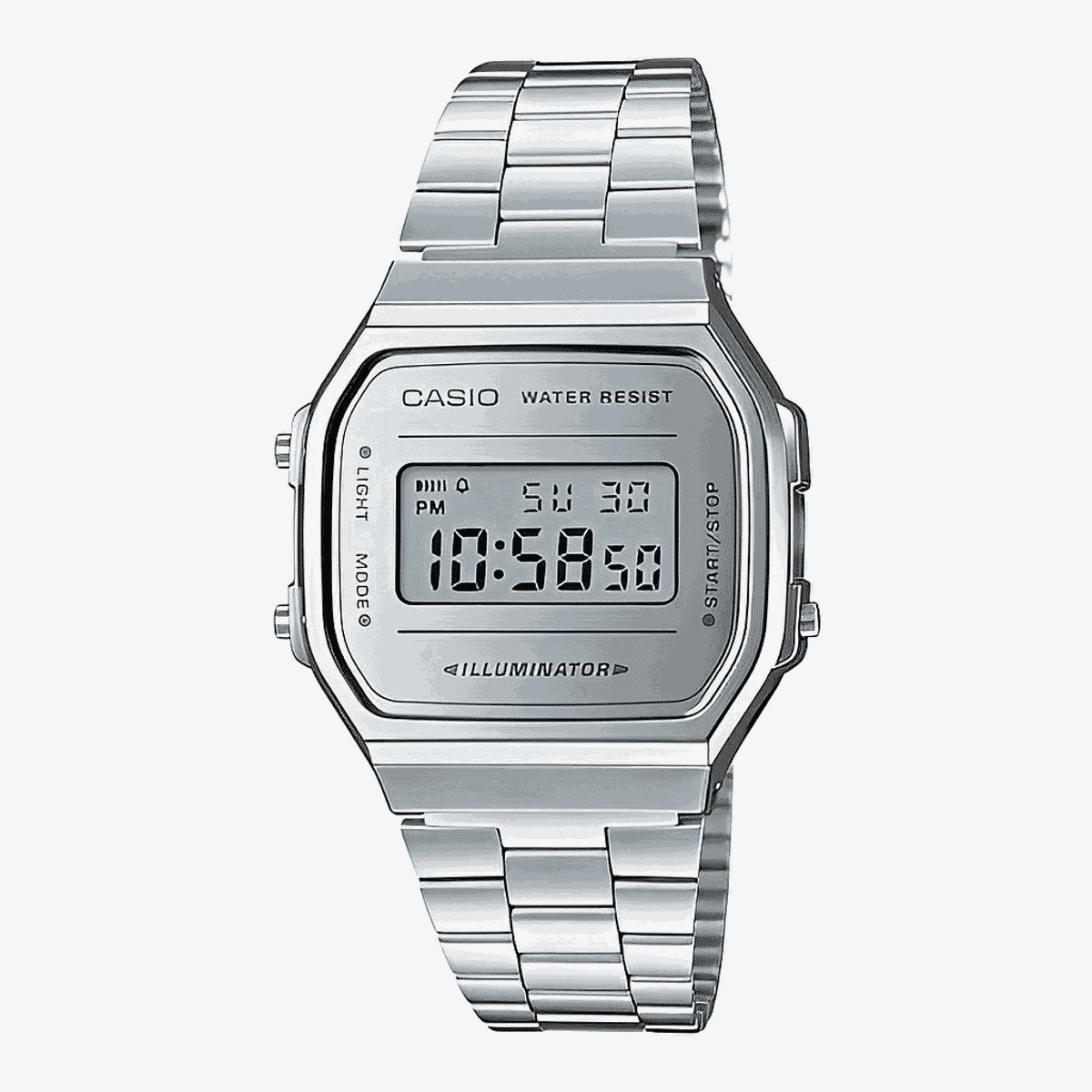Reloj Casio Vintage Iconic Acero Plateado Esfera Plateada - A168WEM-7EF