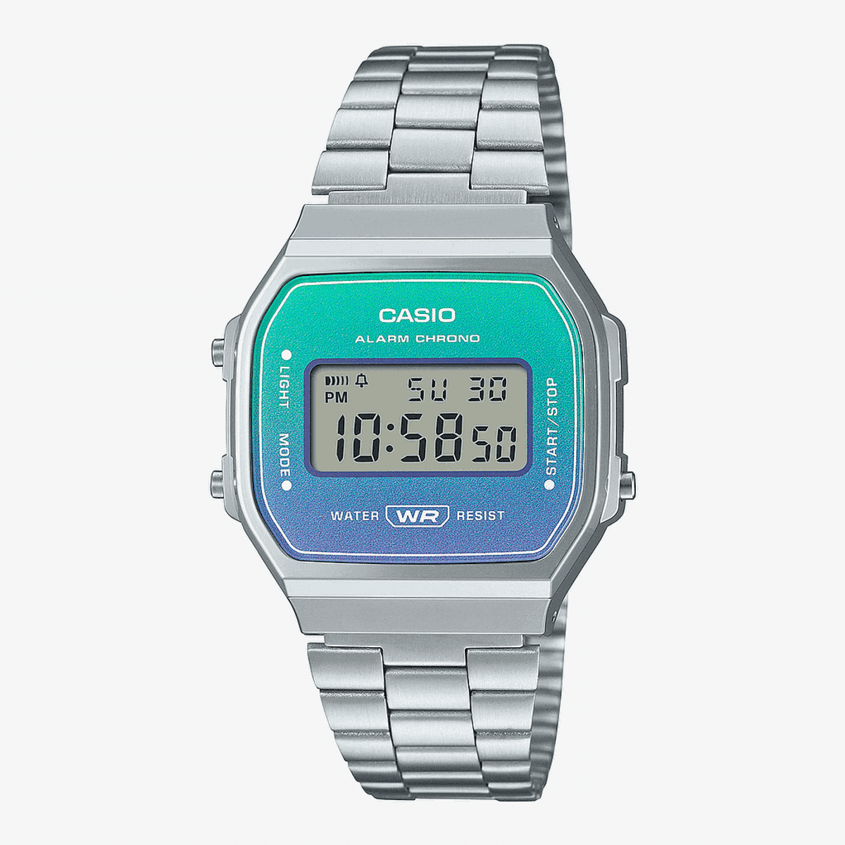 Reloj Casio Vintage Iconic Acero Plateado Esfera Degradada Azul - A168WER-2AEF