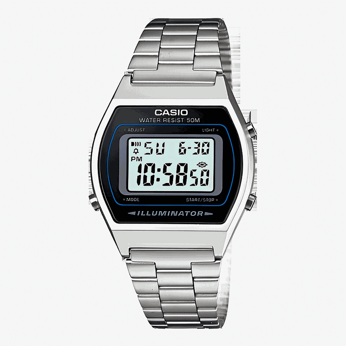 Reloj Casio Vintage Edgy Acero Plateado Esfera Negra  - B640WD-1AVEF