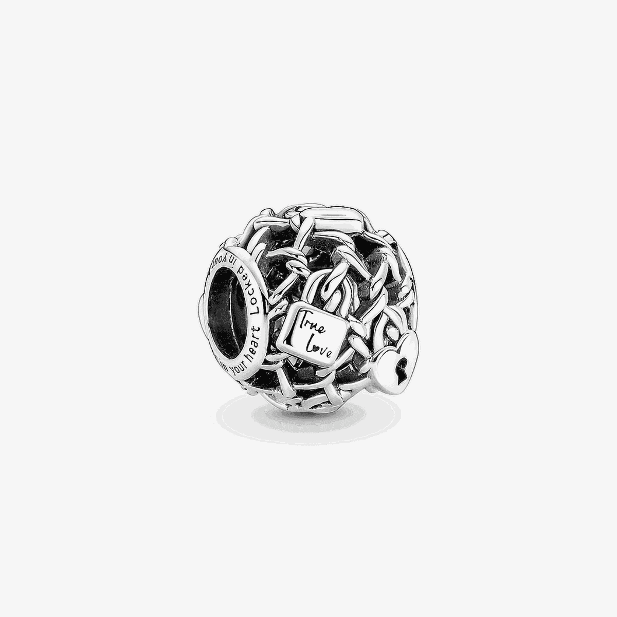 Charm Pandora Candado Eslabones Cadena en plata con diseño calado - 790071C00
