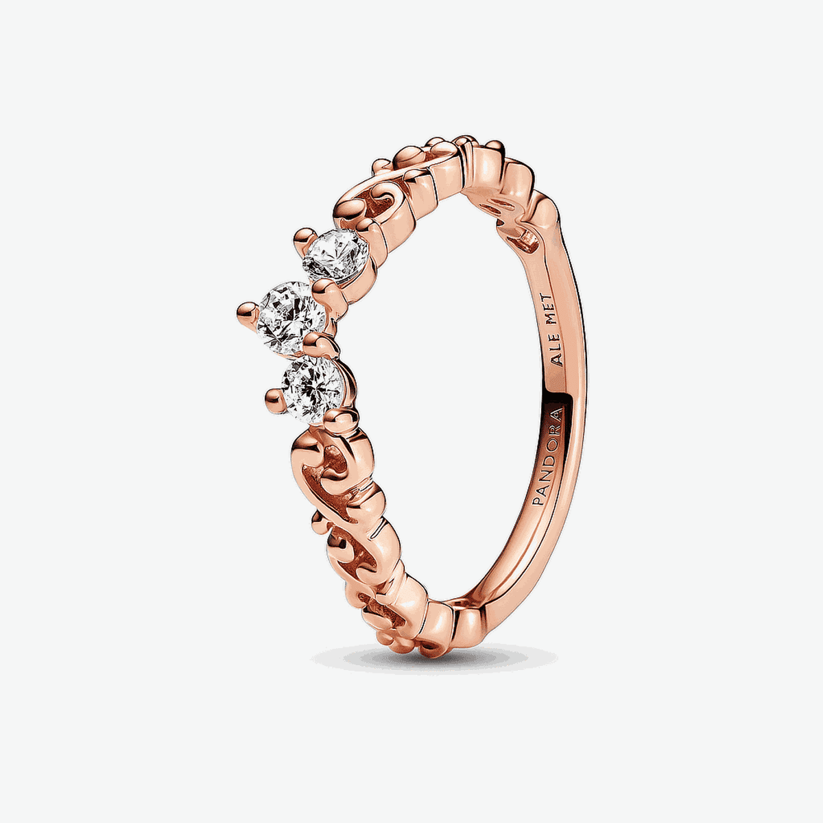 Anillo Pandora Tiara Real Remolino chapado en oro rosa con circonitas - 182232C01